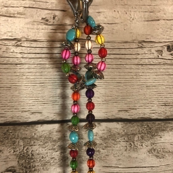 Artisan Art Deco Boho Beaded Turquoise Cross Necklace & Bracelet - Picture 5 of 12